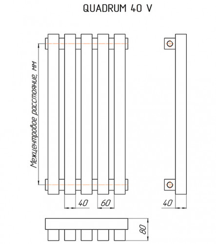 Трубчатый радиатор отопления КЗТО QUADRUM 40 V 1500-12