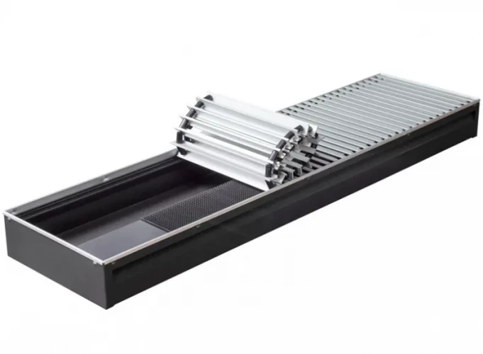 Конвектор КЗТО Бриз 300х190х1300 U (5 Ал 12 втулки черные) внутрипольный, естественная конвекция, ширина 300 мм, высота 190 мм, длина 1300 мм, мощность 1317 Вт.